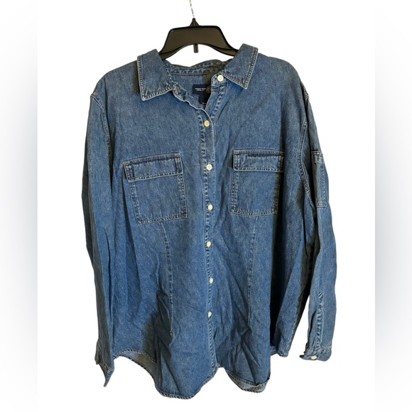 Venezia Jeans Women’s Vintage 90’s Oversized Blue Denim Shirt Size 18/20 (NWT) - Picture 1 of 8